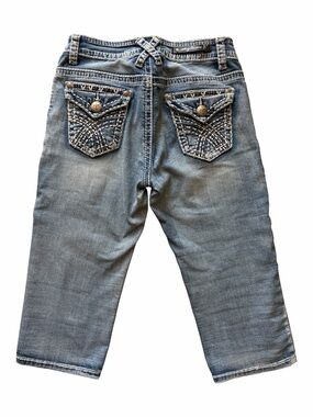 Sexy Couture Y2K Denim Capris Embellished Pocket Low Rise Blue Jean Vintage